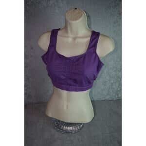 Vintage Real Form Unlined Wire-Free Stretch Sports Bra in Plum Plus Size 42C